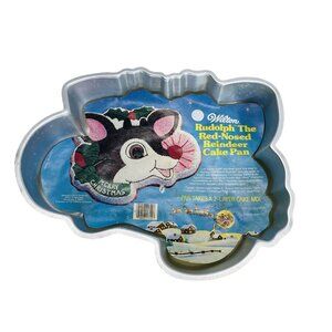 Wilton Rudolph The Red-Nosed Reindeer Cake Pan Aluminum Christmas Bakeware NOS